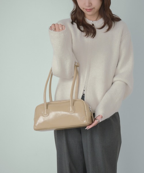 H.TOKYO（エイチトウキョウ）の「レザー調ミニボストンバッグ（ハンドバッグ・レディース・ベージュ/ライトブラウン/ブラック・FREE）」の12枚目の写真