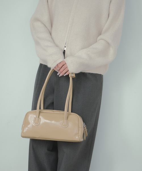 H.TOKYO（エイチトウキョウ）の「レザー調ミニボストンバッグ（ハンドバッグ・レディース・ベージュ/ライトブラウン/ブラック・FREE）」の14枚目の写真