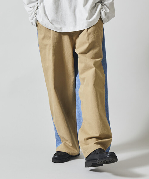 Firsthand（ファーストハンド）の「Firsthand/ファーストハンド チノデニム ドッキングパンツ / ワイドストレートパンツ（チノパンツ・メンズ・ベージュ/ブラック・MEDIUM/LARGE）」の4枚目の写真