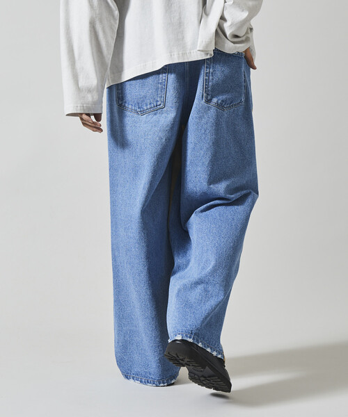 Firsthand（ファーストハンド）の「Firsthand/ファーストハンド チノデニム ドッキングパンツ / ワイドストレートパンツ（チノパンツ・メンズ・ベージュ/ブラック・MEDIUM/LARGE）」の7枚目の写真