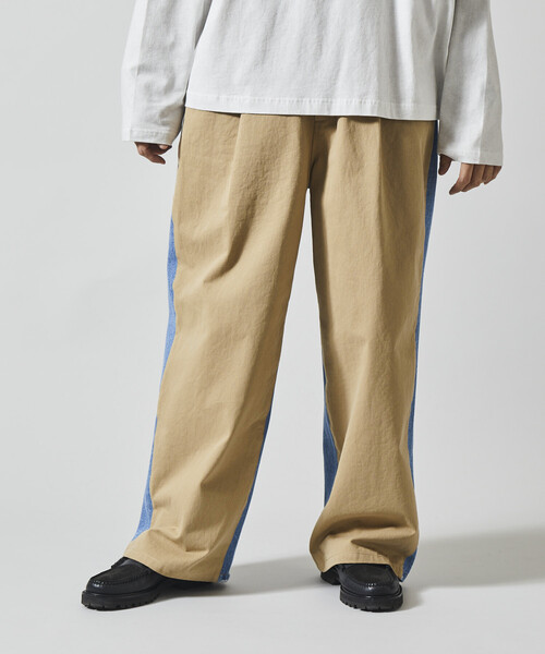 Firsthand（ファーストハンド）の「Firsthand/ファーストハンド チノデニム ドッキングパンツ / ワイドストレートパンツ（チノパンツ・メンズ・ベージュ/ブラック・MEDIUM/LARGE）」の11枚目の写真