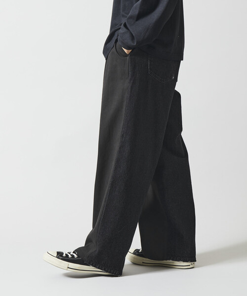 Firsthand（ファーストハンド）の「Firsthand/ファーストハンド チノデニム ドッキングパンツ / ワイドストレートパンツ（チノパンツ・メンズ・ベージュ/ブラック・MEDIUM/LARGE）」の20枚目の写真