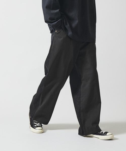 Firsthand（ファーストハンド）の「Firsthand/ファーストハンド チノデニム ドッキングパンツ / ワイドストレートパンツ（チノパンツ・メンズ・ベージュ/ブラック・MEDIUM/LARGE）」の22枚目の写真