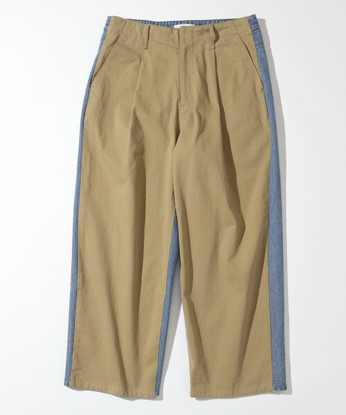 Firsthand（ファーストハンド）の「Firsthand/ファーストハンド チノデニム ドッキングパンツ / ワイドストレートパンツ（チノパンツ・メンズ・ベージュ/ブラック・MEDIUM/LARGE）」の20枚目の写真