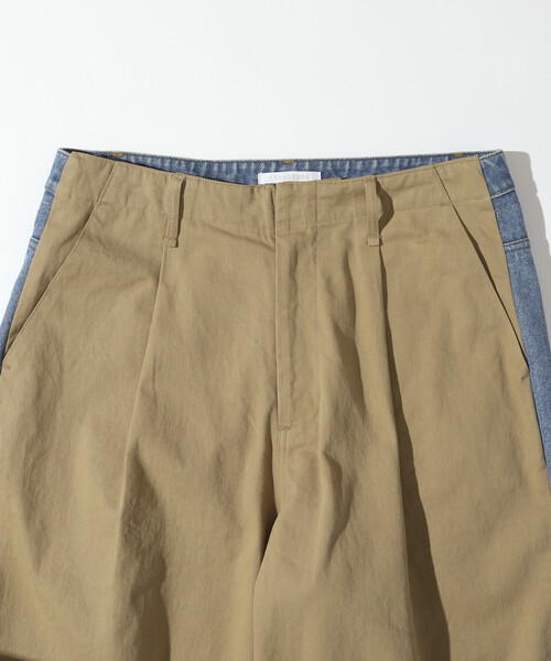 Firsthand（ファーストハンド）の「Firsthand/ファーストハンド チノデニム ドッキングパンツ / ワイドストレートパンツ（チノパンツ・メンズ・ベージュ/ブラック・MEDIUM/LARGE）」の21枚目の写真
