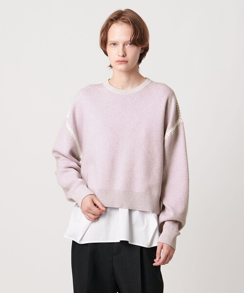 AEWEN MATOPH（イウエン マトフ）の「＜AEWEN MATOPH＞コットンカシミヤ クラムステッチニット（ニット/セーター・レディース・ダークグレー/ライラック/ナチュラル・FREE）」の3枚目の写真