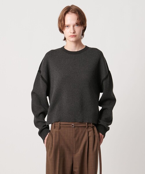 AEWEN MATOPH（イウエン マトフ）の「＜AEWEN MATOPH＞コットンカシミヤ クラムステッチニット（ニット/セーター・レディース・ダークグレー/ライラック/ナチュラル・FREE）」の2枚目の写真