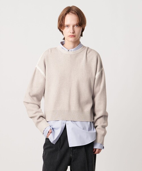 AEWEN MATOPH（イウエン マトフ）の「＜AEWEN MATOPH＞コットンカシミヤ クラムステッチニット（ニット/セーター・レディース・ダークグレー/ライラック/ナチュラル・FREE）」の18枚目の写真