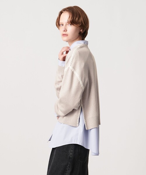 AEWEN MATOPH（イウエン マトフ）の「＜AEWEN MATOPH＞コットンカシミヤ クラムステッチニット（ニット/セーター・レディース・ダークグレー/ライラック/ナチュラル・FREE）」の20枚目の写真