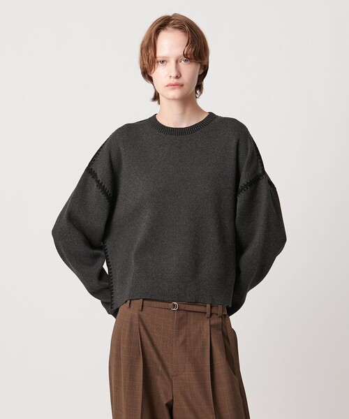 AEWEN MATOPH（イウエン マトフ）の「＜AEWEN MATOPH＞コットンカシミヤ クラムステッチニット（ニット/セーター・レディース・ダークグレー/ライラック/ナチュラル・FREE）」の4枚目の写真