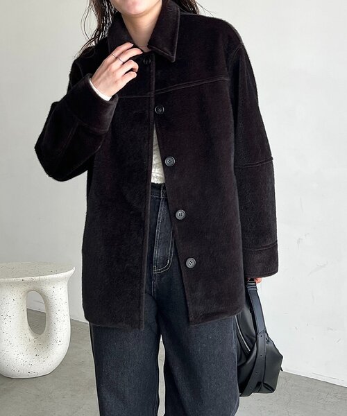 CAPRICIEUX LE'MAGE ハーフコート セール】ホースファーハーフコート（その他アウター）｜CAPRICIEUX LE