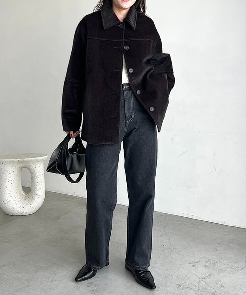 CAPRICIEUX LE'MAGE(カプリシューレマージュ)の「ホースファーハーフコート(その他アウター・レディース・ダークブラウン・FREE)」の10枚目の写真