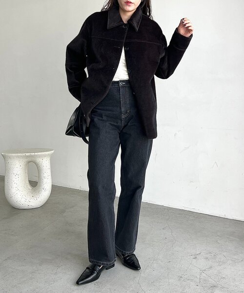 セール】ホースファーハーフコート（その他アウター）｜CAPRICIEUX LE