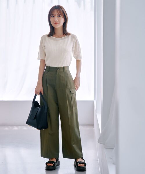 COHINA（コヒナ）の「シアーリップルニットトップス 【低身長・小柄女性】（ニット/セーター・レディース・ホワイト/グリーン/ベージュ/ネイビー・ONE SIZE）」の19枚目の写真