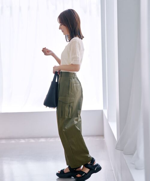 COHINA（コヒナ）の「シアーリップルニットトップス 【低身長・小柄女性】（ニット/セーター・レディース・ホワイト/グリーン/ベージュ/ネイビー・ONE SIZE）」の18枚目の写真