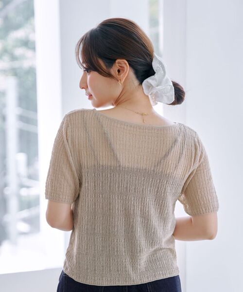 COHINA（コヒナ）の「シアーリップルニットトップス 【低身長・小柄女性】（ニット/セーター・レディース・ホワイト/グリーン/ベージュ/ネイビー・ONE SIZE）」の17枚目の写真