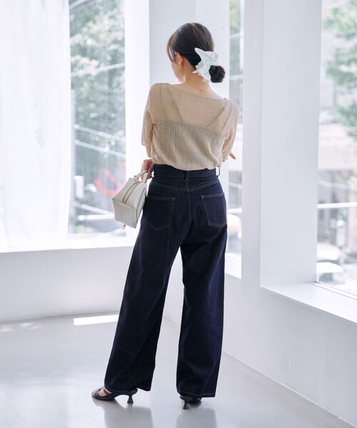 COHINA（コヒナ）の「シアーリップルニットトップス 【低身長・小柄女性】（ニット/セーター・レディース・ホワイト/グリーン/ベージュ/ネイビー・ONE SIZE）」の15枚目の写真
