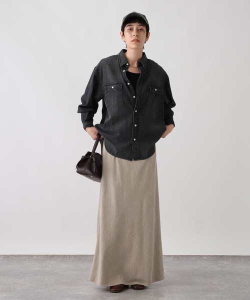 studio CLIP(スタディオクリップ)の「《ウタオ》フィブリルIラインスカート(スカート・レディース・シルバーグレー/ダークブラウン・MEDIUM/LARGE)」の14枚目の写真