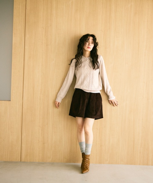 Lutim by u(ルチバイユー)の「Mixed melange polo knit / ミックスメランジポロニット(ニット/セーター・レディース・ブラウン/グレー/ベージュ・FREE)」の17枚目の写真