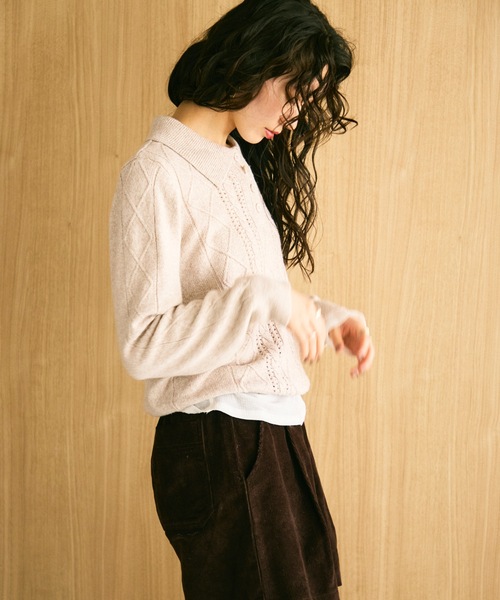 Lutim by u(ルチバイユー)の「Mixed melange polo knit / ミックスメランジポロニット(ニット/セーター・レディース・ブラウン/グレー/ベージュ・FREE)」の18枚目の写真