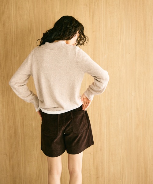 Lutim by u(ルチバイユー)の「Mixed melange polo knit / ミックスメランジポロニット(ニット/セーター・レディース・ブラウン/グレー/ベージュ・FREE)」の13枚目の写真