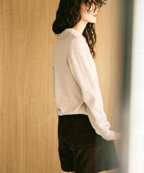 Lutim by u(ルチバイユー)の「Mixed melange polo knit / ミックスメランジポロニット(ニット/セーター・レディース・ブラウン/グレー/ベージュ・FREE)」の20枚目の写真