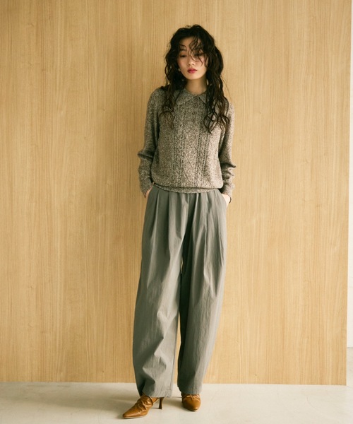 Lutim by u(ルチバイユー)の「Mixed melange polo knit / ミックスメランジポロニット(ニット/セーター・レディース・ブラウン/グレー/ベージュ・FREE)」の8枚目の写真