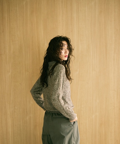 Lutim by u(ルチバイユー)の「Mixed melange polo knit / ミックスメランジポロニット(ニット/セーター・レディース・ブラウン/グレー/ベージュ・FREE)」の4枚目の写真