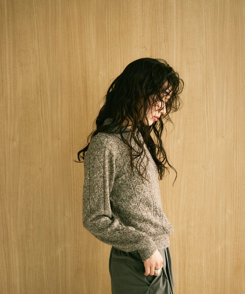 Lutim by u(ルチバイユー)の「Mixed melange polo knit / ミックスメランジポロニット(ニット/セーター・レディース・ブラウン/グレー/ベージュ・FREE)」の7枚目の写真