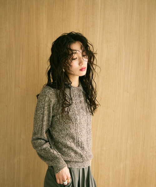 Lutim by u(ルチバイユー)の「Mixed melange polo knit / ミックスメランジポロニット(ニット/セーター・レディース・ブラウン/グレー/ベージュ・FREE)」の11枚目の写真