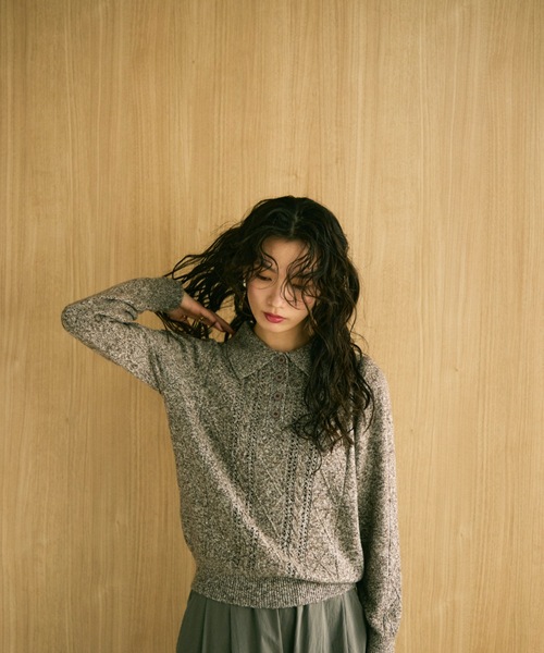 Lutim by u(ルチバイユー)の「Mixed melange polo knit / ミックスメランジポロニット(ニット/セーター・レディース・ブラウン/グレー/ベージュ・FREE)」の12枚目の写真
