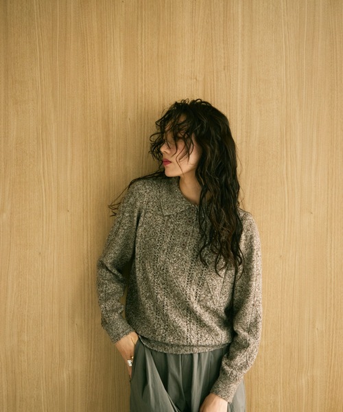 Lutim by u(ルチバイユー)の「Mixed melange polo knit / ミックスメランジポロニット(ニット/セーター・レディース・ブラウン/グレー/ベージュ・FREE)」の16枚目の写真