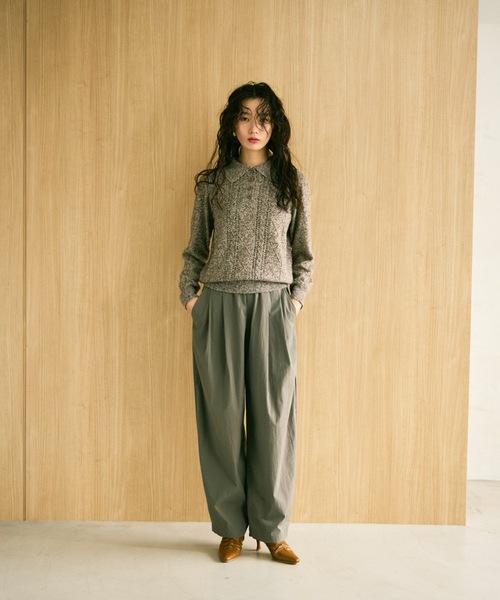 Lutim by u(ルチバイユー)の「Mixed melange polo knit / ミックスメランジポロニット(ニット/セーター・レディース・ブラウン/グレー/ベージュ・FREE)」の14枚目の写真