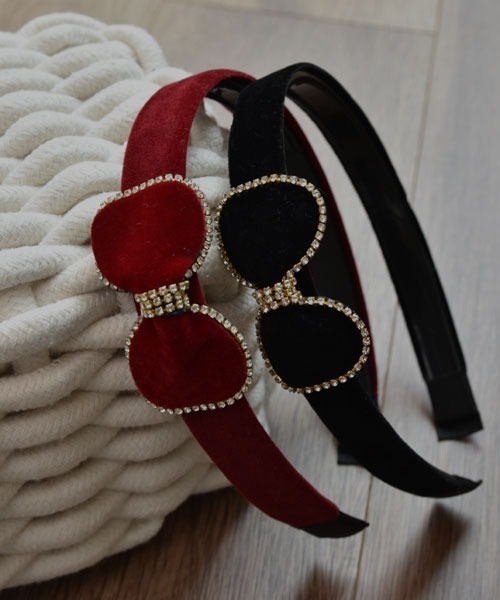 VIBGYOR Women（ヴィブジョー　ウィメン）の「【resonance】ベロア リボン×ストーン  クラシカルデザイン カチューシャ（カチューシャ・レディース・ワインレッド/ブラック・FREE）」の10枚目の写真