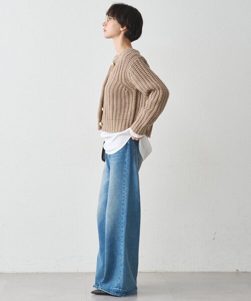 LOUNGEDRESS（ラウンジドレス）の「ゴールドボタンニットカーデ（ニット/セーター・レディース・ベージュ/ネイビー・FREE）」の7枚目の写真