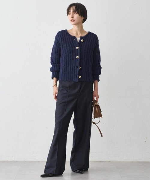 ゴールドボタンニットカーデ（ニット/セーター）｜LOUNGEDRESS