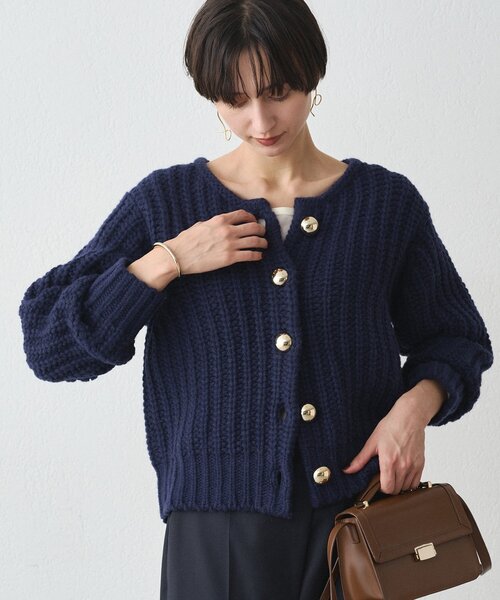 LOUNGEDRESS（ラウンジドレス）の「ゴールドボタンニットカーデ（ニット/セーター・レディース・ベージュ/ネイビー・FREE）」の20枚目の写真