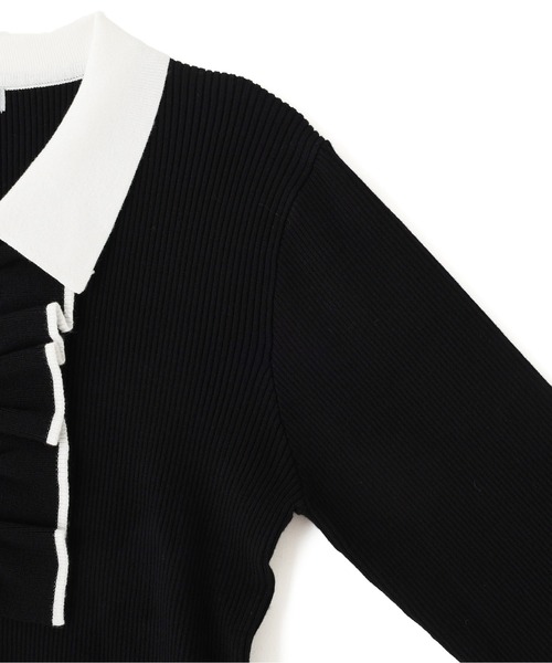 JILL by JILL STUART（ジルバイジルスチュアート）の「◇フロントフリルニット（ニット/セーター・レディース・ホワイト/ネイビー/ブラック・FREE）」の15枚目の写真