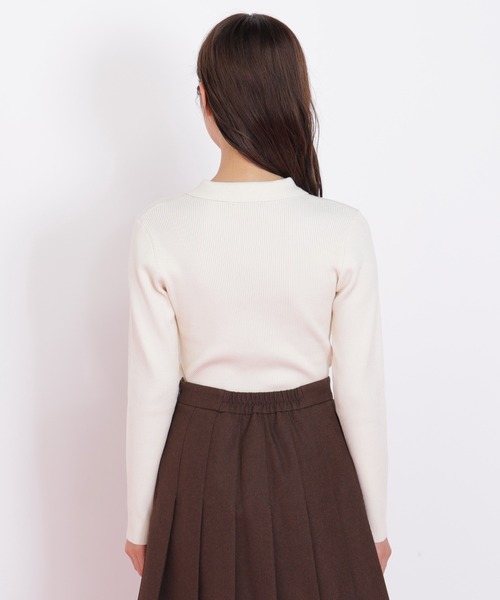 JILL by JILL STUART（ジルバイジルスチュアート）の「◇フロントフリルニット（ニット/セーター・レディース・ホワイト/ネイビー/ブラック・FREE）」の7枚目の写真