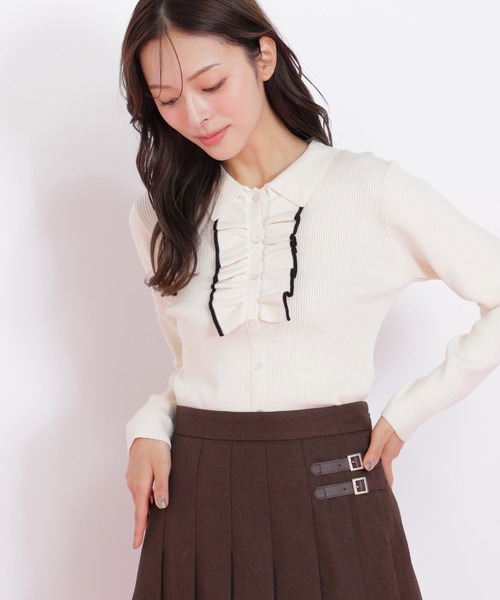 JILL by JILL STUART（ジルバイジルスチュアート）の「◇フロントフリルニット（ニット/セーター・レディース・ホワイト/ネイビー/ブラック・FREE）」の20枚目の写真