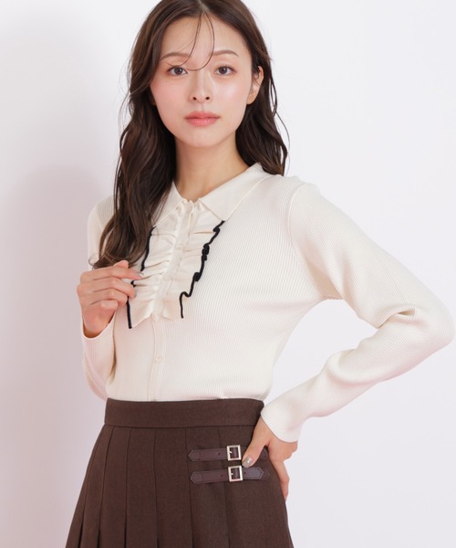 JILL by JILL STUART（ジルバイジルスチュアート）の「◇フロントフリルニット（ニット/セーター・レディース・ホワイト/ネイビー/ブラック・FREE）」の21枚目の写真