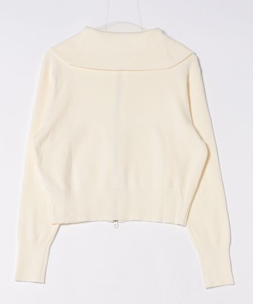Lace Ladies(レースレディース)の「ビッグカラー ステッチ ダブルジップ ニット トップス(カーディガン/ボレロ・レディース・ブラック/アイボリー/ダークグレー・FREE)」の4枚目の写真