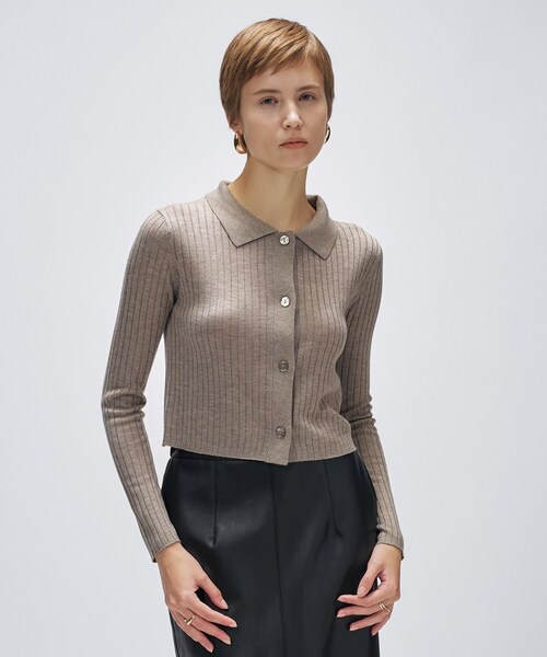 cloenc（クロエンス）の「【手洗い可】シルクカシミヤ混ポロニットカーディガン（カーディガン/ボレロ・レディース・ブラック系8/グレー系4/ホワイト系9/ブラウン系8・02）」の4枚目の写真