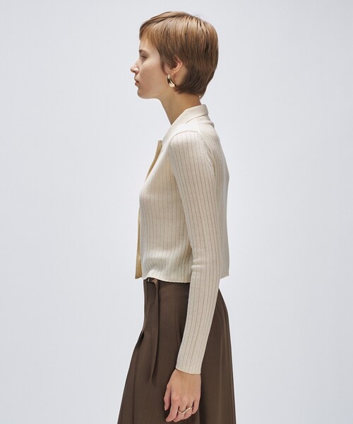 cloenc（クロエンス）の「【手洗い可】シルクカシミヤ混ポロニットカーディガン（カーディガン/ボレロ・レディース・ブラック系8/グレー系4/ホワイト系9/ブラウン系8・02）」の7枚目の写真