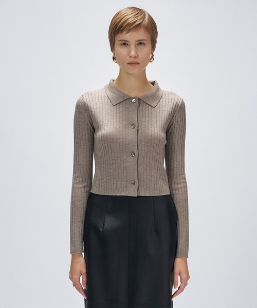 cloenc（クロエンス）の「【手洗い可】シルクカシミヤ混ポロニットカーディガン（カーディガン/ボレロ・レディース・ブラック系8/グレー系4/ホワイト系9/ブラウン系8・02）」の11枚目の写真