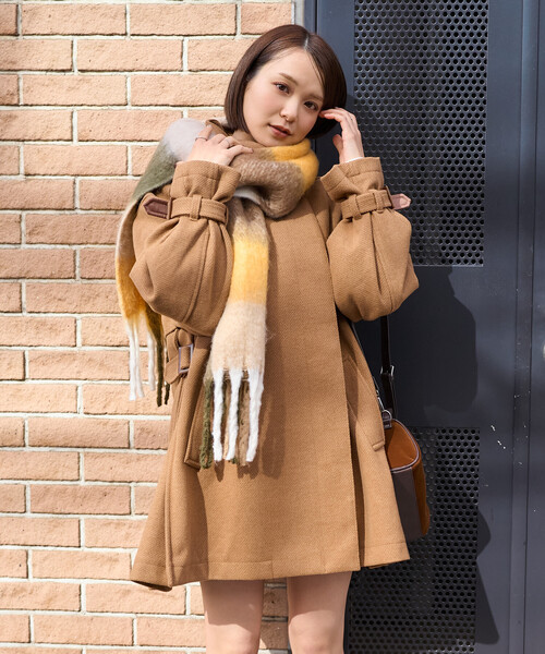 セール】ウーリー ハイネック テントラインミドルコート（ステンカラー