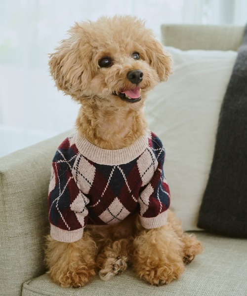 ROPE' PICNIC(ロペピクニック)の「【DOG】アーガイルニットプルオーバー(ペットウェア・レディース・ブラック/ベージュ・M size/L/M/S)」の18枚目の写真