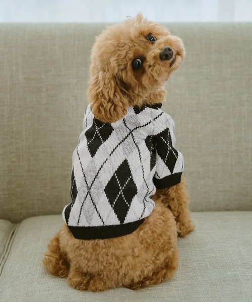 ROPE' PICNIC(ロペピクニック)の「【DOG】アーガイルニットプルオーバー(ペットウェア・レディース・ブラック/ベージュ・M size/L/M/S)」の15枚目の写真