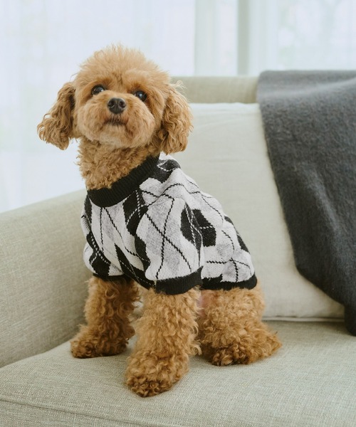 ROPE' PICNIC(ロペピクニック)の「【DOG】アーガイルニットプルオーバー(ペットウェア・レディース・ブラック/ベージュ・M size/L/M/S)」の16枚目の写真