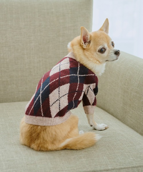 ROPE' PICNIC(ロペピクニック)の「【DOG】アーガイルニットプルオーバー(ペットウェア・レディース・ブラック/ベージュ・M size/L/M/S)」の20枚目の写真